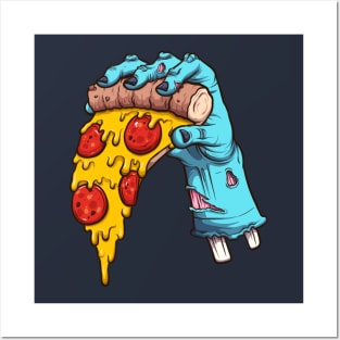 Zombie Hand Holding Pizza Slice Posters and Art